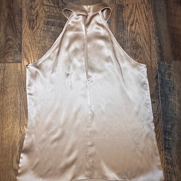 Nili Lotan 100% Silk Vara Top Gold Mock Neck halter Blouse Quiet Luxury Preppy - Picture 6 of 11
